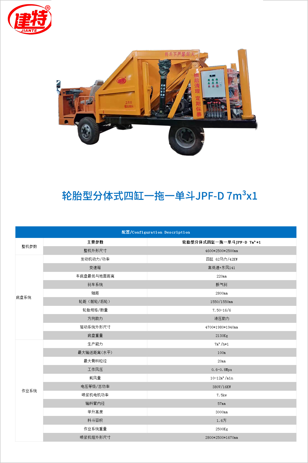 08-轮胎型分体式四缸一拖一单斗JPF-D 7m³x1